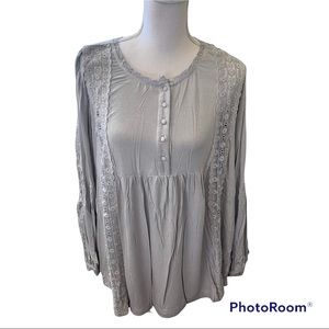 Adorable Gray Lace Accented POL Top